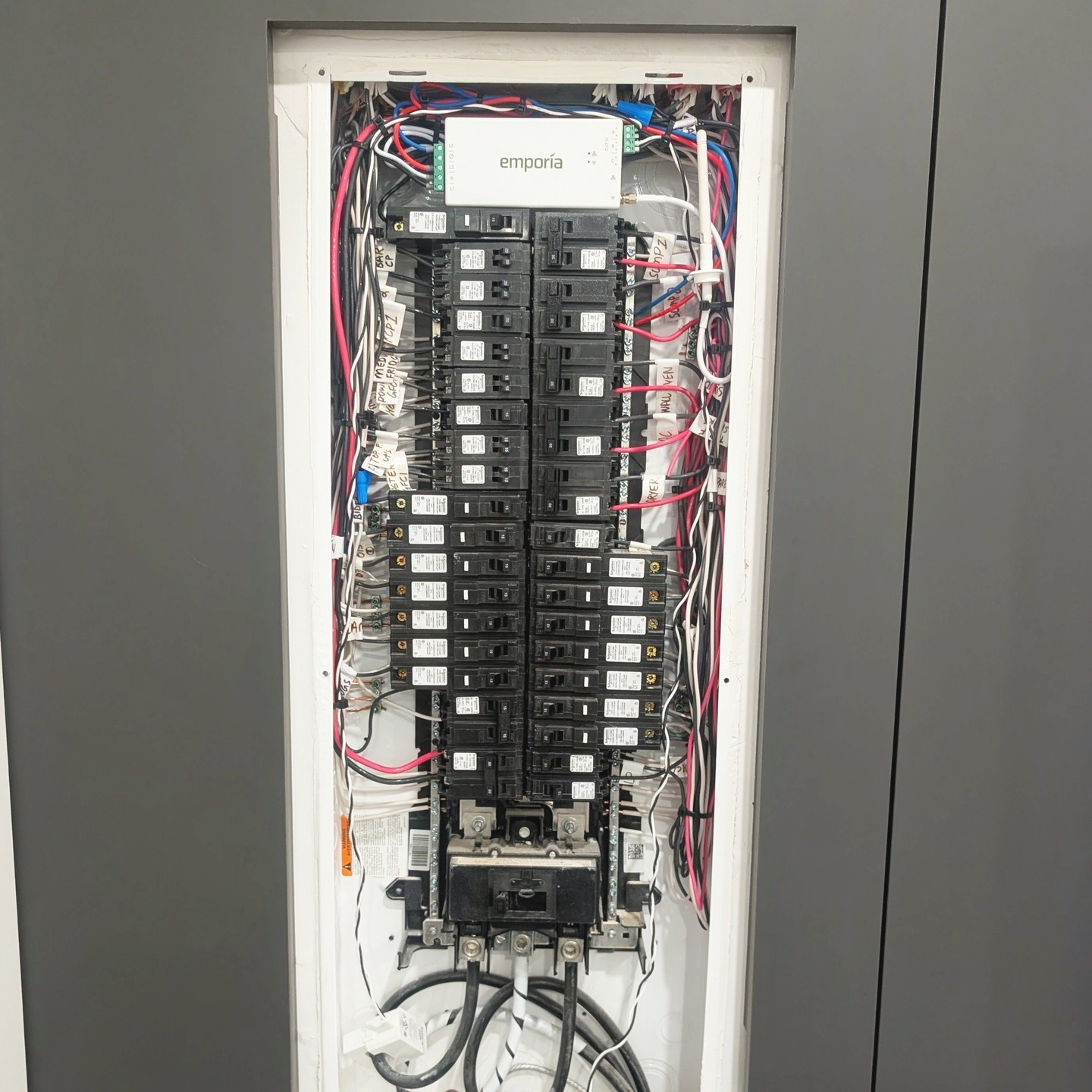 Energy-monitoring components installed within the electrical panel